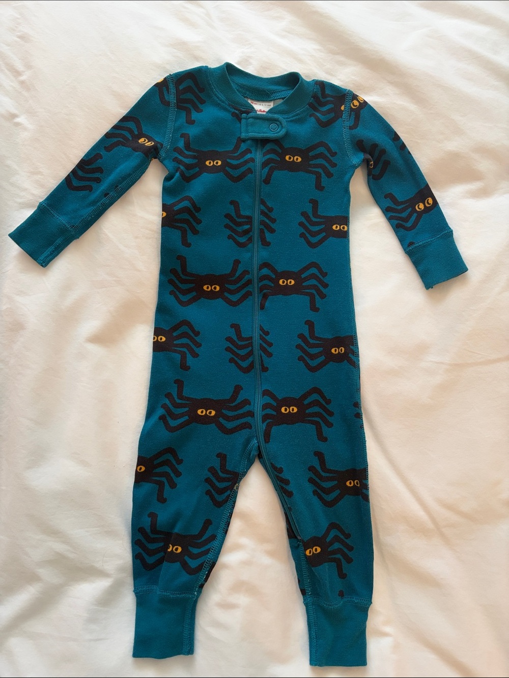 Hanna Andersson Blue Halloween Spider One-Piece Zippy Pajamas